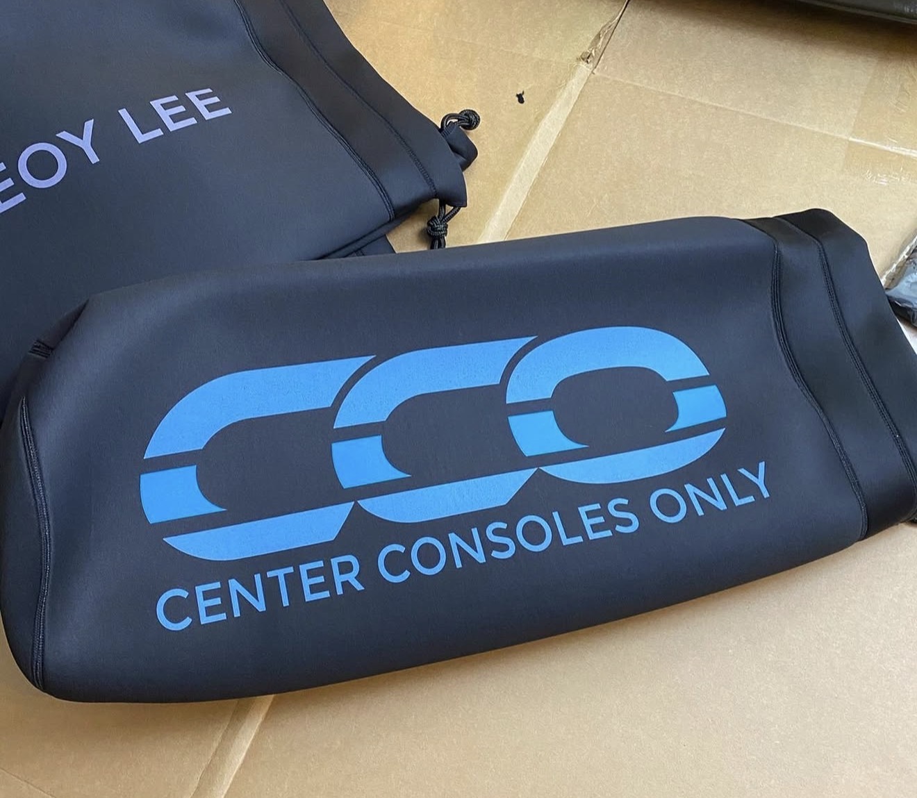 Center Consoles Only branded custom neoprene fender covers