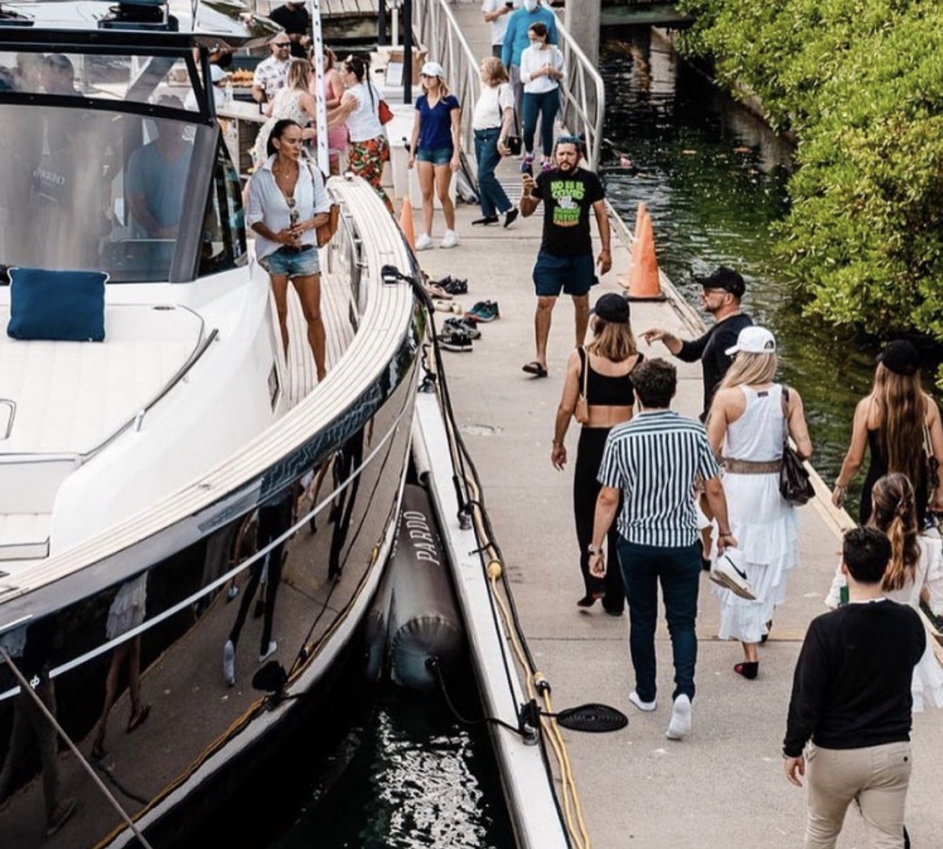 Pardo Yachts with FenderSox custom 5ft fender cover at Fort Lauderdale International Boat Show