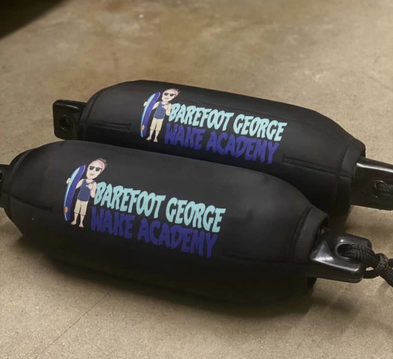 Barefoot George Wake Academy custom branded neoprene fender covers