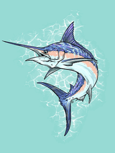 Marlin: Peter James Glenn Artwork (Teal) - Flexifabrics Marine