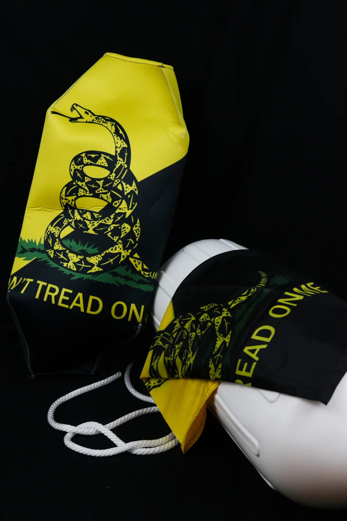 Yellow and black Don't Tread on Me custom fender cover pair