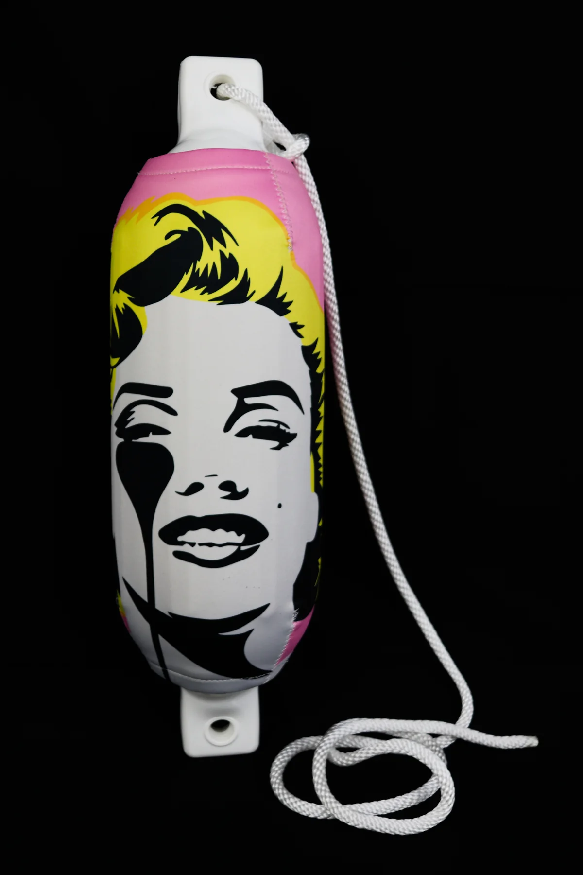 Colorful pop-art portrait custom FenderSox photographed in the studio