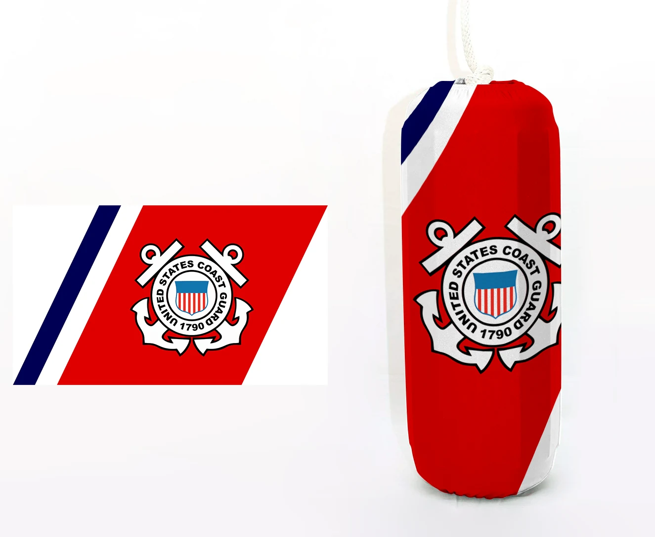 US Coast Guard FenderSox™ — red, white, and blue colorway with Coast Guard emblem, design mockup