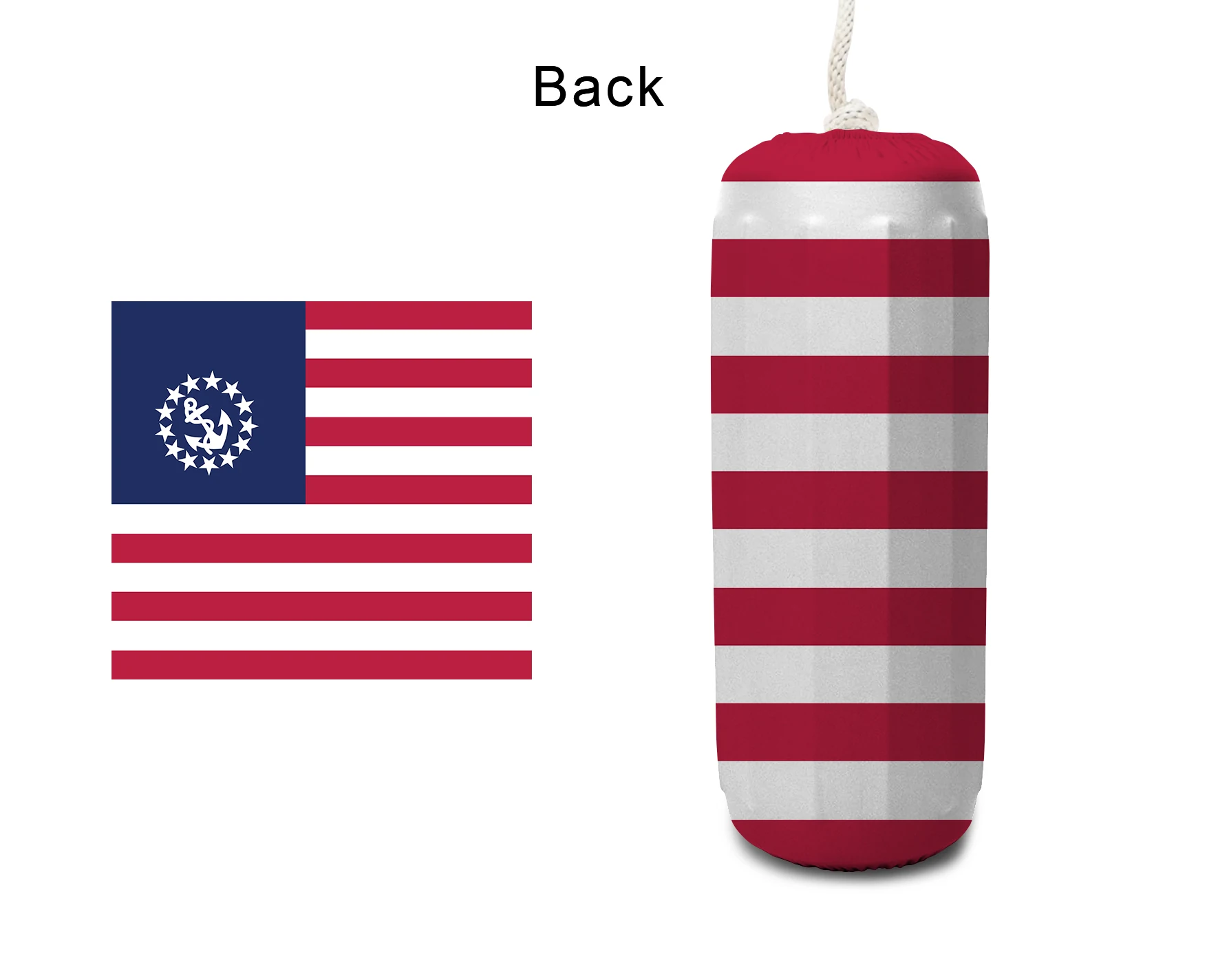 US Nautical Flag FenderSox™ — navy, red, and white flag colorway, back view