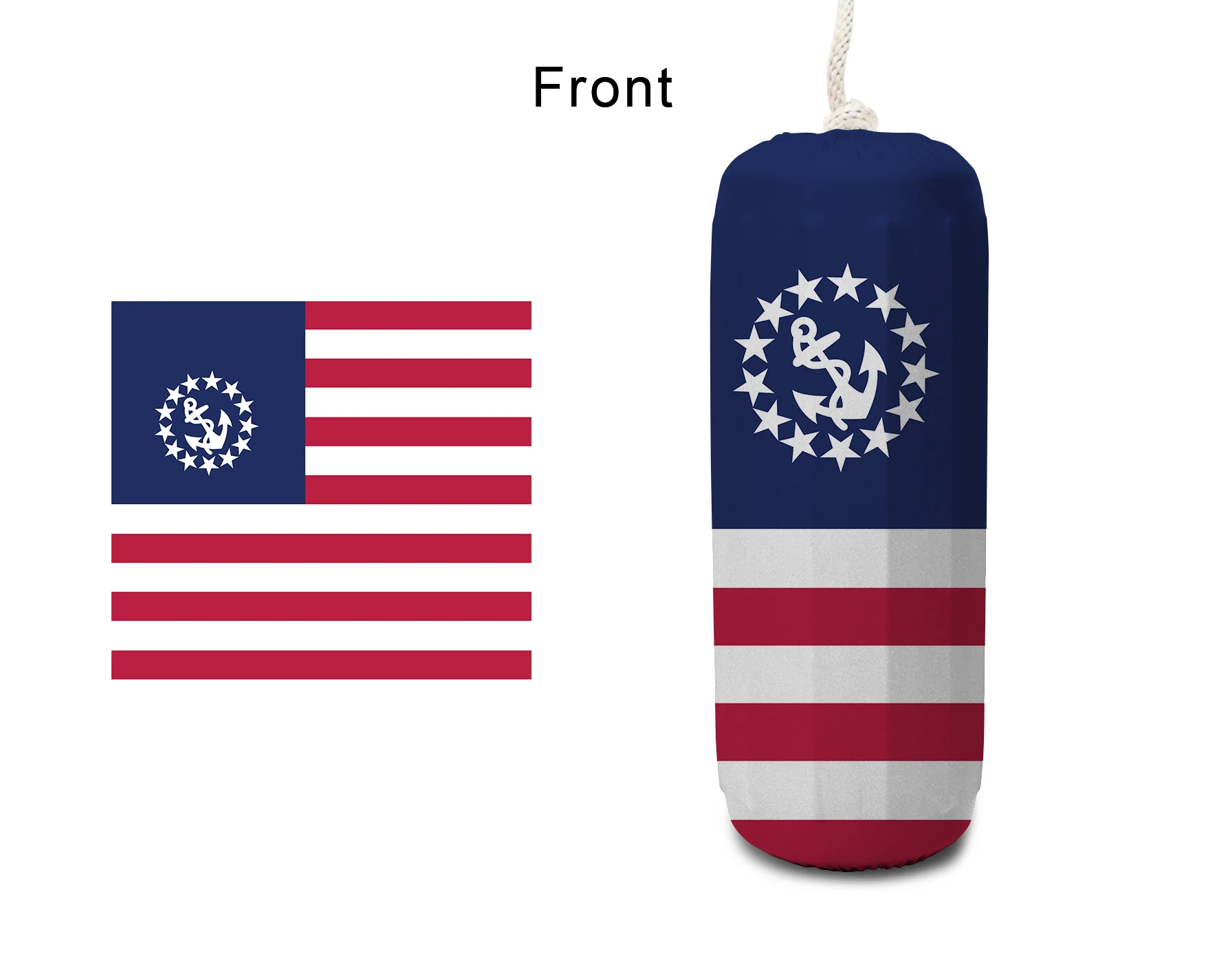 US Nautical Flag FenderSox™ — navy, red, and white flag colorway, front view