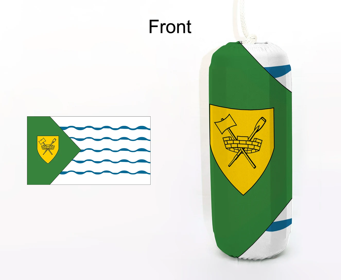 Vancouver Flag FenderSox™ — white, green, and blue colorway, front view with flag graphic