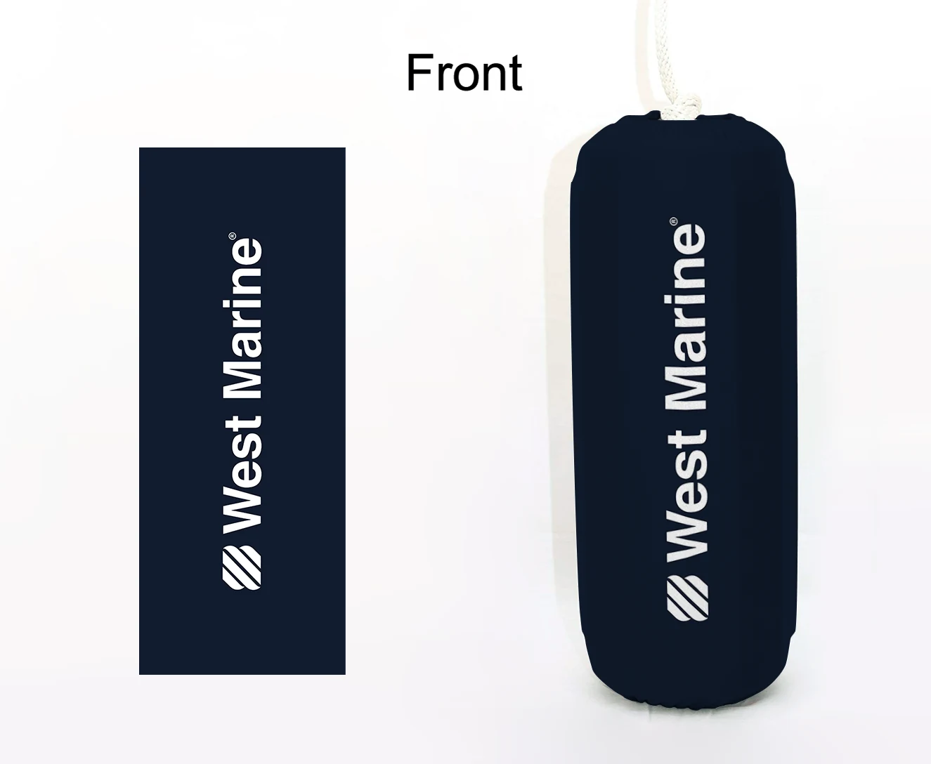 West Marine Dark Navy FenderSox™ — dark navy colorway with white wordmark, front view