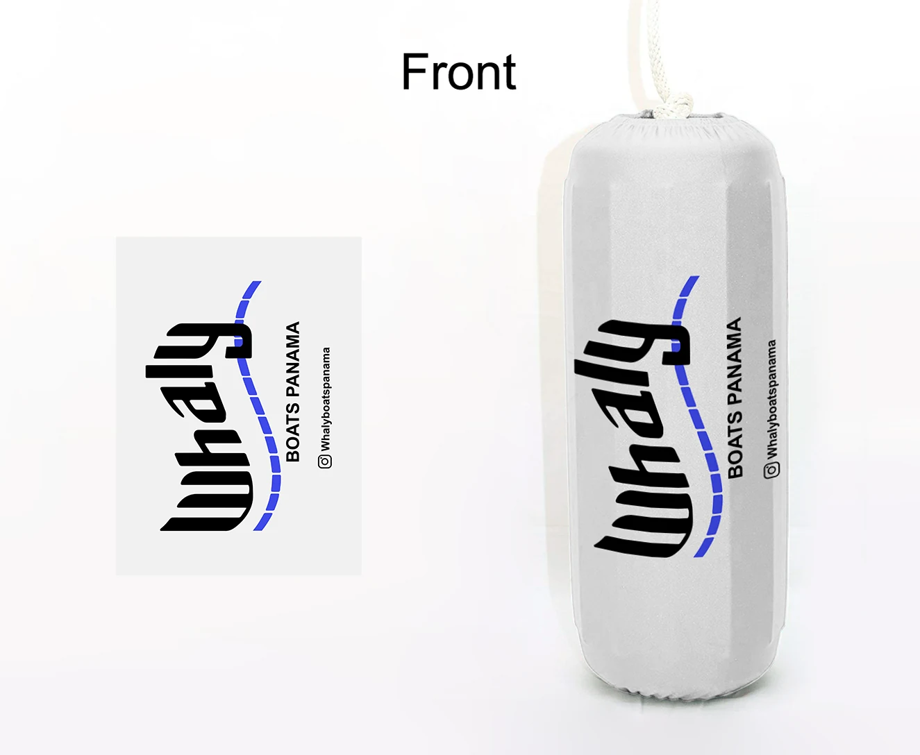 Whaly FenderSox™ — white colorway with black and blue wordmark, front view