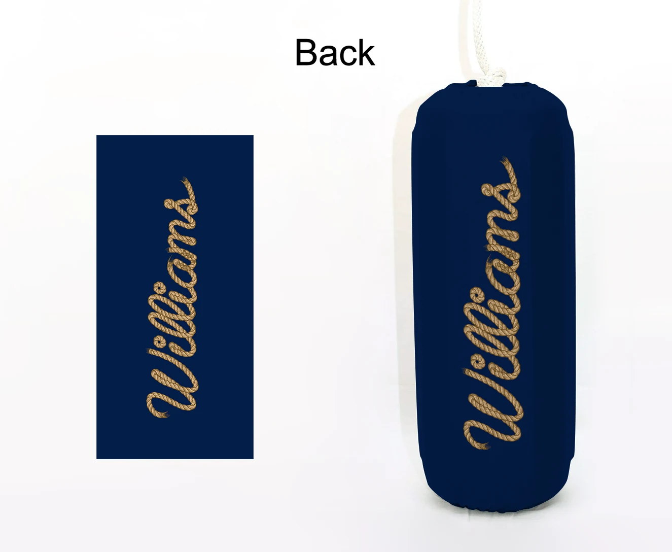 Williams FenderSox™ — blue colorway with gold wordmark, back view