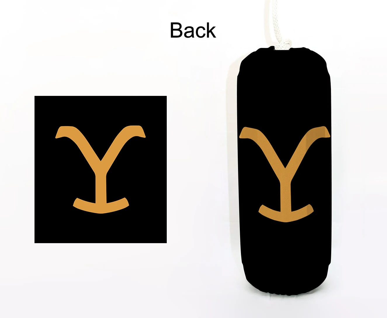 Yellowstone FenderSox™ — black colorway with gold emblem, back view