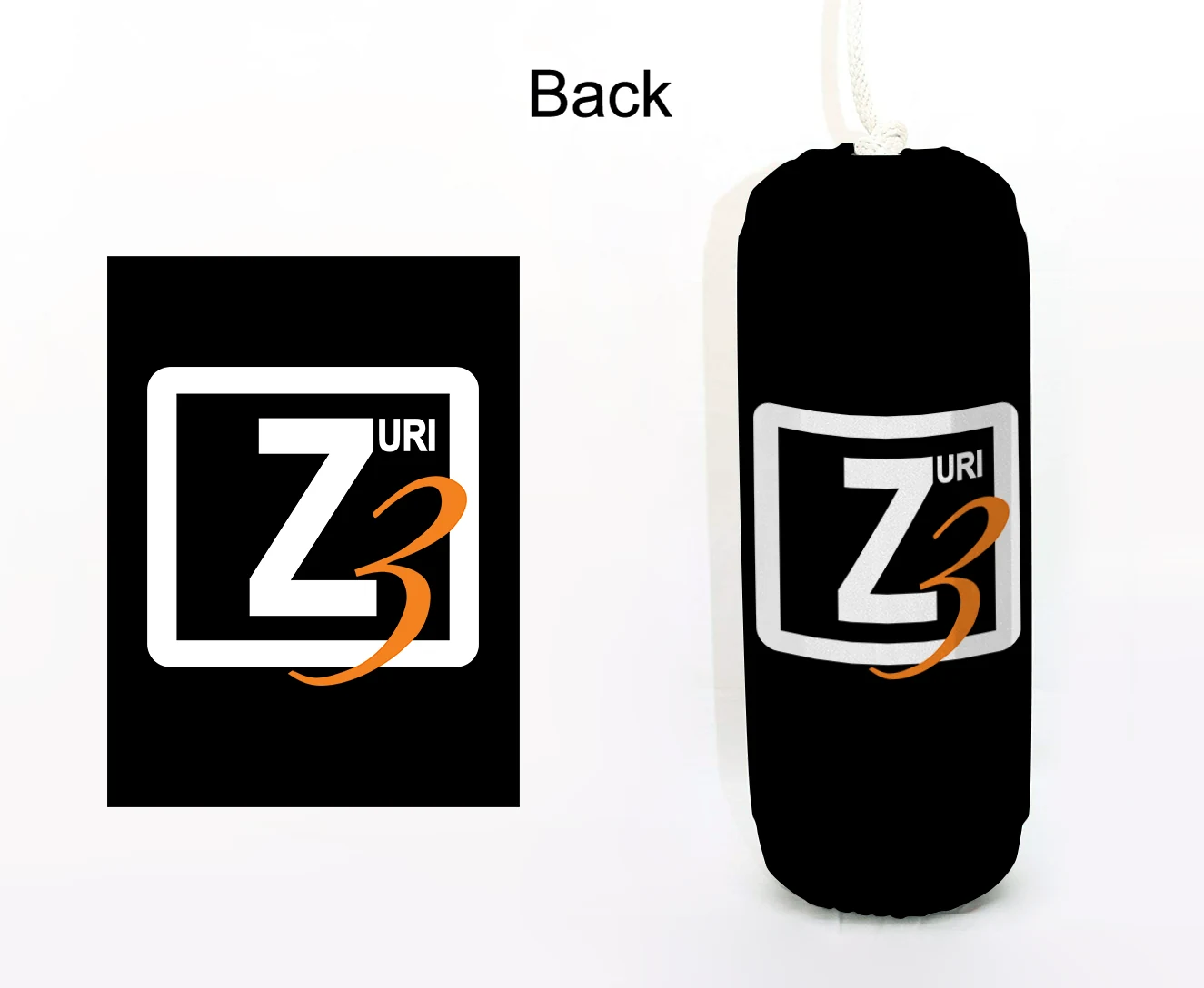 Zuri 3 FenderSox™ — black colorway with white and orange emblem, back view
